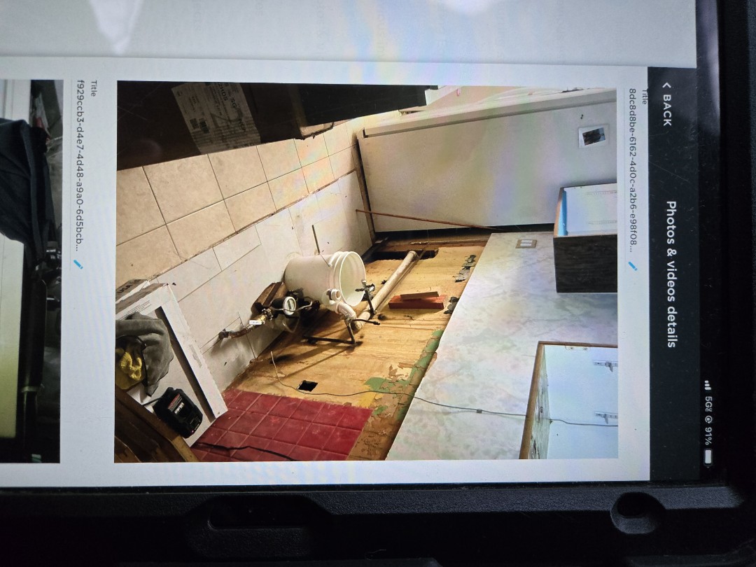 left estimate to open the wall and replace kitchen and lav sink drain line. 