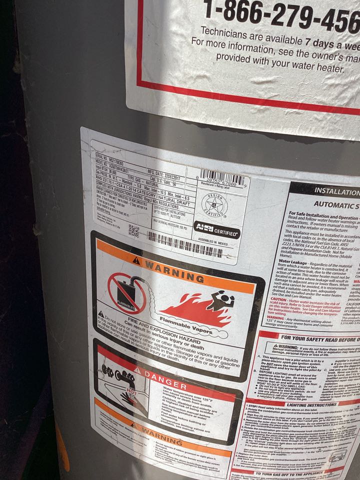 Water heater install inSan Gabriel , California for a single family two bathroom house