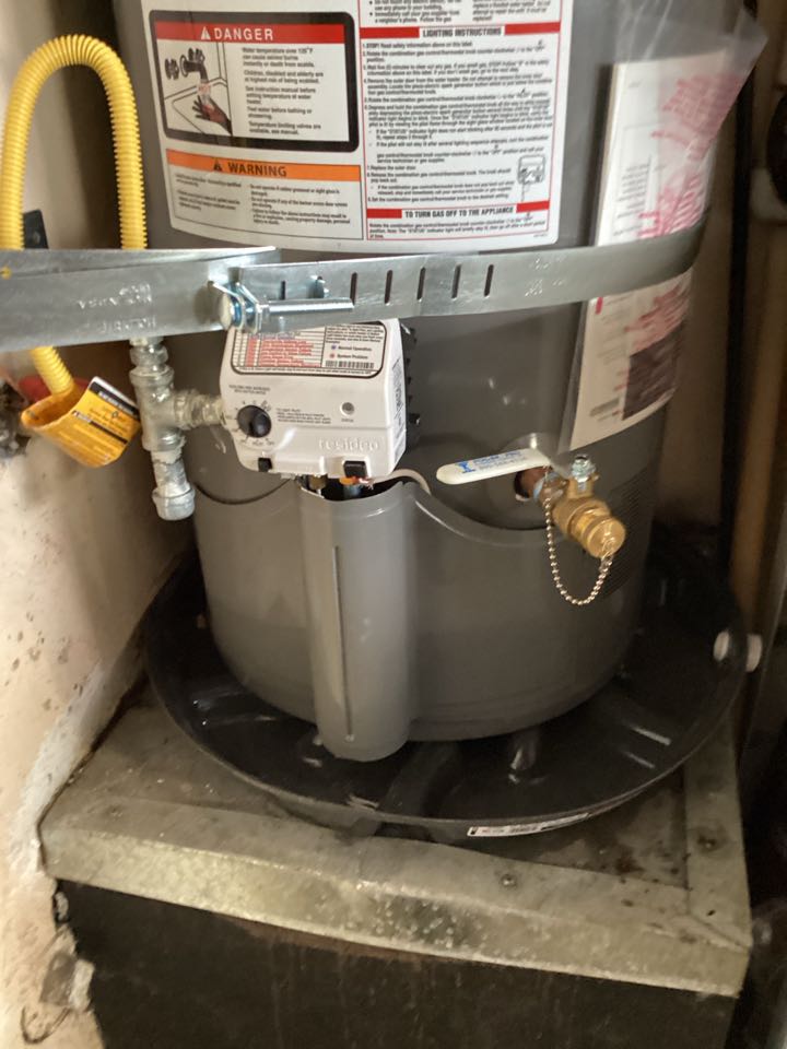Installed 40 gallon water heater in garage area in Baldwin Park, California for a single-family two bedroom house