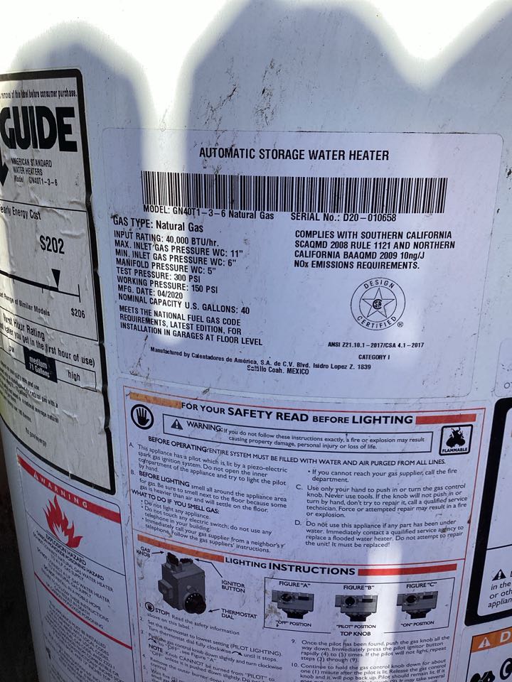 Water heater install in West Covina, California, California for a single-family two bathroom house