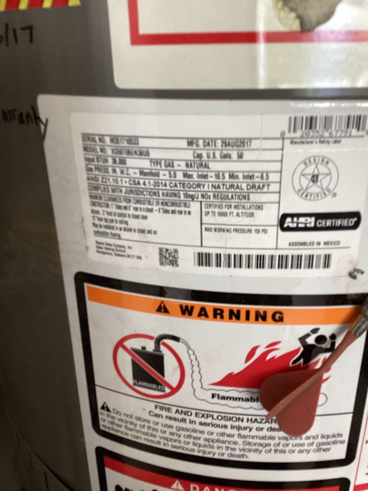 Water heater install in garage area and go out to California for a single-family 2 1/2 bathroom