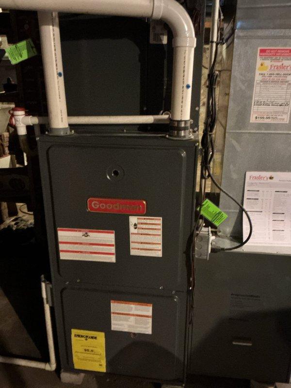 Performed comprehensive furnace tune-up on Goodman unit responding to customer report of unusual noise. Conducted full system inspection with particular attention to mechanical components. No operational issues or safety concerns were identified. Completed preventive maintenance service and attached appropriate documentation tags to equipment.