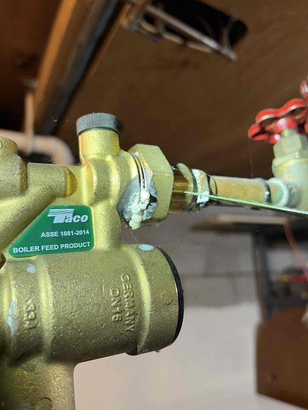 Performed annual preventative maintenance on 4-year-old boiler system. Inspected all critical components including Taco boiler feed valve assembly, checking for proper operation and signs of leakage. Visual examination revealed some mineral deposits around one fitting that will require monitoring, but system is currently operating within specifications with no immediate service needs identified.