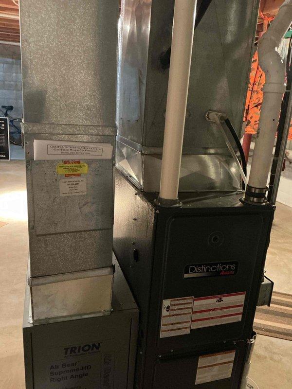 Responded to no-heat service call for 13-year-old Distinctions furnace. Diagnostic testing revealed failed burners preventing proper temperature achievement. Removed and replaced damaged burner assembly with new components. System now operating within normal parameters and producing adequate heat.