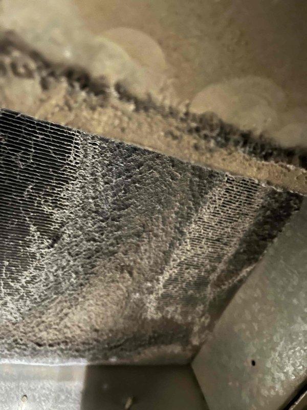 Performed diagnostic assessment on Amana furnace (10+ years old) experiencing 30-minute cycling shutdown issues. Inspection revealed severely dust-clogged coils/filters requiring immediate cleaning. Discussed preventive maintenance options with customer to prevent future premature cycling and ensure proper system operation.