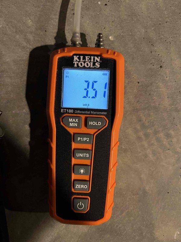Performed burner assembly maintenance on furnace by replacing four existing burners with compatible OEM parts (BNR01233 1/2" ID Inshot Burners) and installed new brass orifices (ORF01427 #45). Conducted pressure testing using a differential manometer confirming proper gas supply at 3.5 inches WC and verified correct operation of the heating system after repair.
