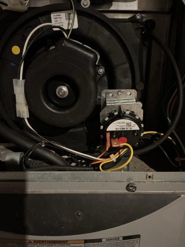 Replaced malfunctioning pressure switch on HVAC unit as a one-time goodwill measure. Inspected system components including blower motor and electrical connections to verify proper operation after installation.