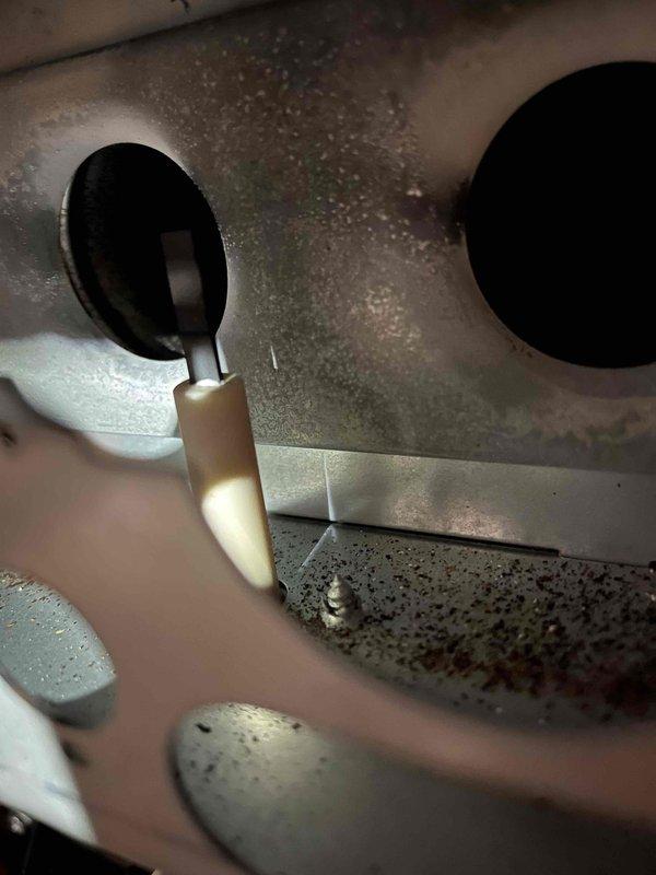 Performed annual preventative maintenance on furnace located under deck steps (lake side). Inspection revealed significant corrosion affecting the flame sensor, burners, and igniter. Removed and examined flame sensor to assess condition. Provided customer with estimates for necessary component replacement.