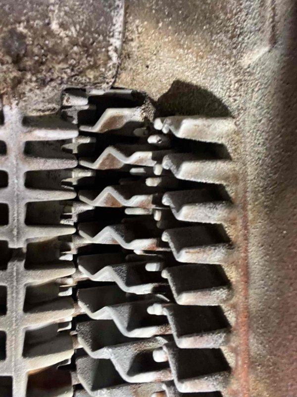 Completed scheduled annual preventative maintenance service on customer's boiler system. Inspected heat exchanger and cooling fins, noting significant dust accumulation and minor corrosion on metal surfaces. Cleaned accessible components to improve system efficiency.