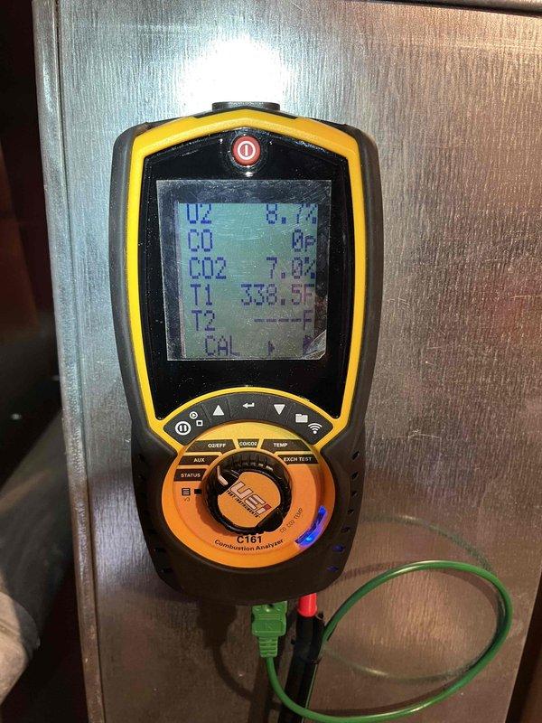 Responded to no heat call where customer reported unit starts but doesn't ignite. Diagnostic testing revealed a deteriorating flame sensor and sticking gas valve causing ignition failure. Combustion analysis showed normal oxygen and CO2 levels with no carbon monoxide present. Presented customer with repair options and system replacement alternatives to resolve the intermittent heating issue.