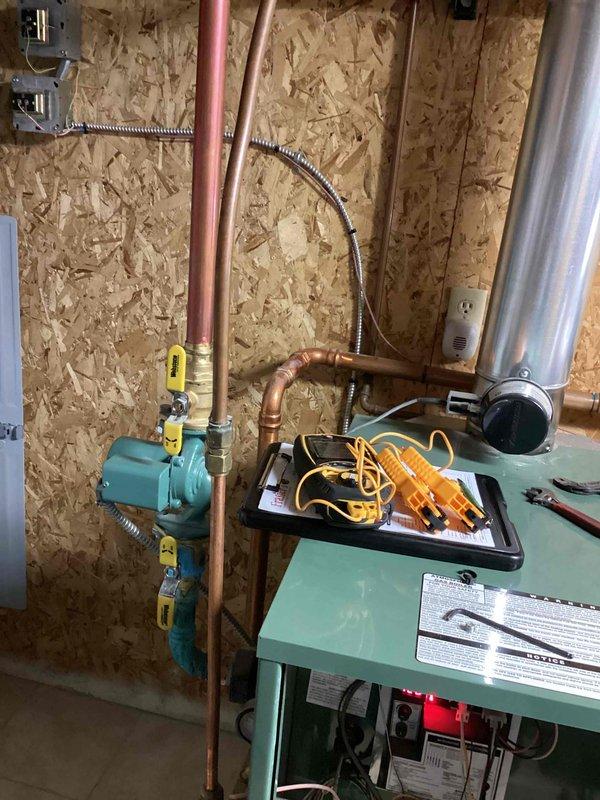 Performed annual Partner Plan inspection on boiler system (unit #608 345 1117). Diagnosed multiple issues including air trapped in system due to faulty elimination valve, ruptured expansion tank, antifreeze seepage at fittings, and heat exchanger buildup. Presented customer with recommended repair options and preventative maintenance solutions.