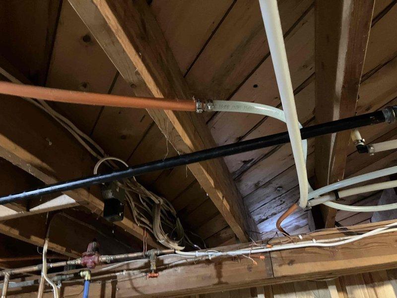 Responded to call back for leaking boiler lines. Identified two 5/8" PEX lines leaking at couplings installed during previous work. Retrieved proper crimp PEX fittings from shop, recrimped all connections, and verified system integrity by observing operation at maximum temperature for 20 minutes with no further leaks detected.