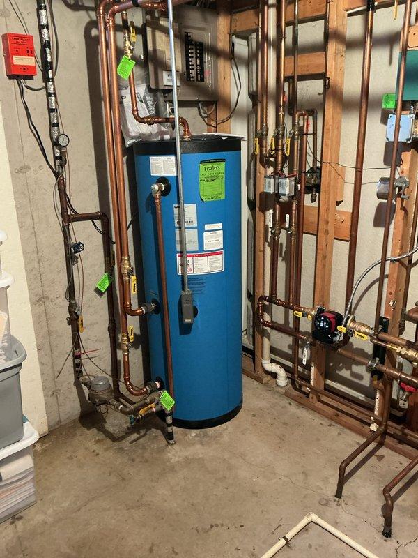 Responded to no-heat service call for recently installed boiler system. Diagnostic revealed control panel blackout following power outage. Restored system functionality by performing power cycle on display screen, successfully reestablishing heat and hot water production. System now operating normally with all components verified functional.