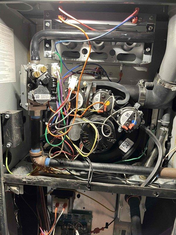 Successfully completed repair service by removing existing components to access and replace leaking collector box with OEM replacement. After reassembly, performed comprehensive testing to verify proper system operation. All work completed with parts under warranty through January 2026.