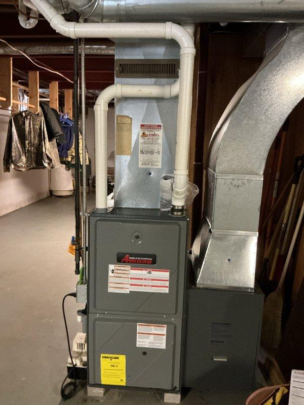 Performed annual preventative maintenance service on residential furnace system. Inspected electrical connections and control module for proper function. Examined complete furnace unit including ventilation system with PVC exhaust piping and associated ductwork. All systems operating as expected at time of service.