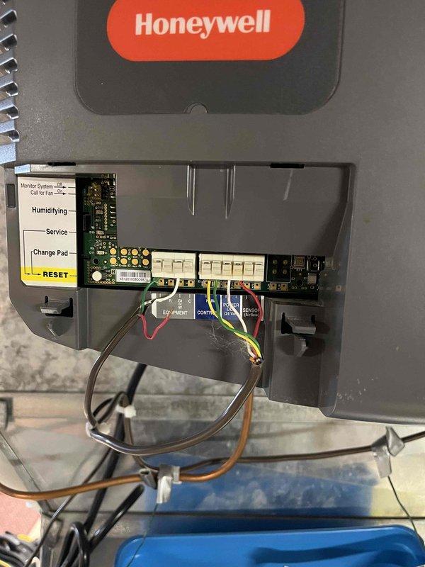 Performed annual prepaid maintenance on Amana furnace system. Identified aged UV bulb, flame sensor degradation, and humidifier leak during inspection. Cleaned humidifier drain pan and provided customer with repair options; will assess proper placement of Honeywell humidifier system.