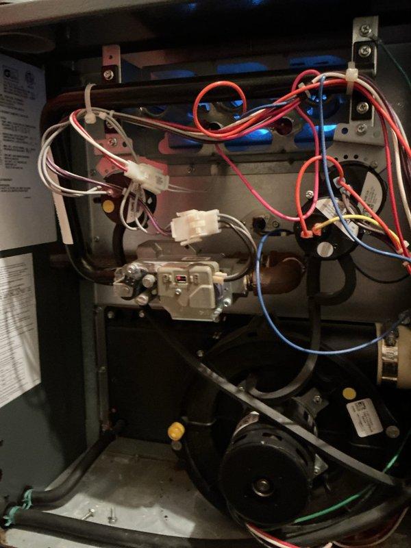 Responded to no heat call for 10+ year old furnace system. Diagnosed loose low voltage thermostat wire causing intermittent heating failure. Secured connection, verified proper operation of heating cycle, and restored system to normal function with consistent temperature maintenance.