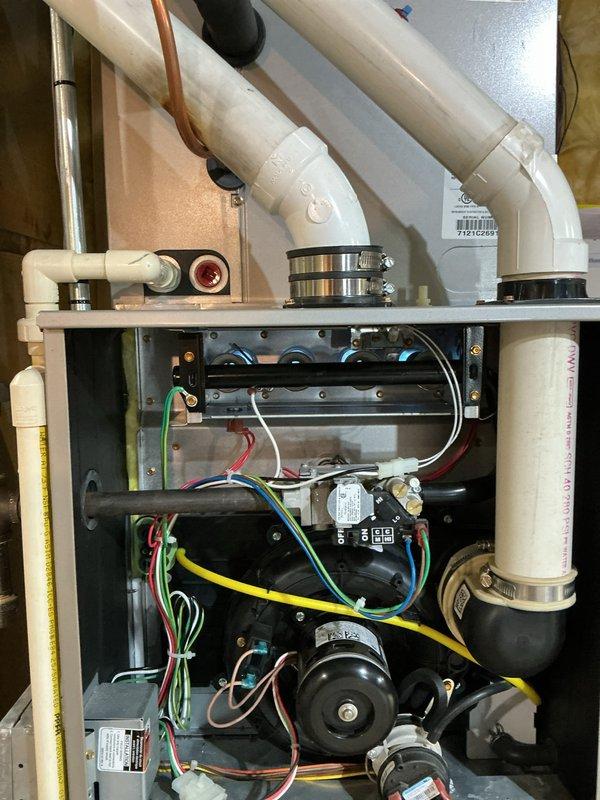 Responded to service call for furnace malfunction. Accessed interior components of the heating system, identifying a faulty flame sensor. Successfully installed new flame sensor, restoring proper ignition sequence and system functionality. Unit tested and confirmed to be operating correctly.