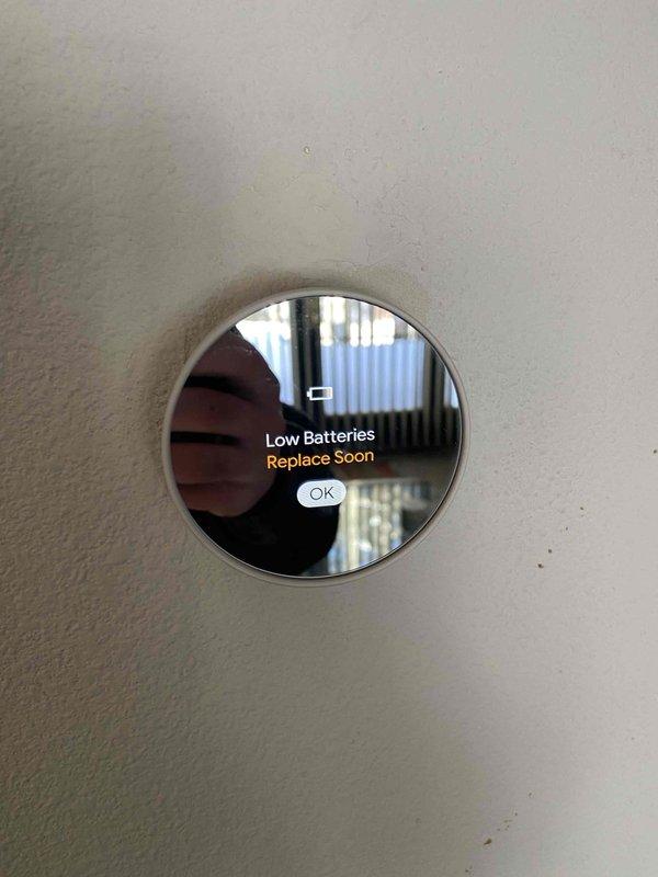 Responded to no heat complaint for 22-year-old residential furnace system. Diagnostic inspection revealed low batteries in Nest thermostat causing communication failure with heating equipment. Replaced batteries and verified proper system operation, restoring heat function. Recommended replacement of aging thermostat to prevent future failures.