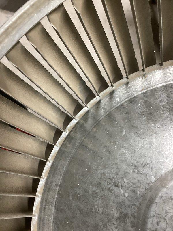 Responded to no heat call and performed blower assembly removal for thorough cleaning of both the blower wheel and secondary heat exchanger. Visual inspection revealed dust accumulation on heat exchanger coils and fan blades. Completed comprehensive cleaning of components to restore proper airflow and system function, with recommendation for side-mounted filter installation to prevent future buildup.