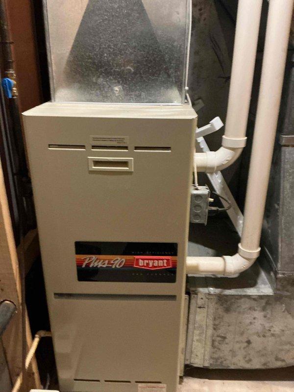 Performed diagnostic inspection on 20+ year old Bryant Plus 40 furnace experiencing intermittent shutdowns. Conducted preventative maintenance service including cleaning components and checking electrical connections. Identified aging system with potential reliability concerns but restored to operational status. Will require monitoring as unit has reached end of expected service life.