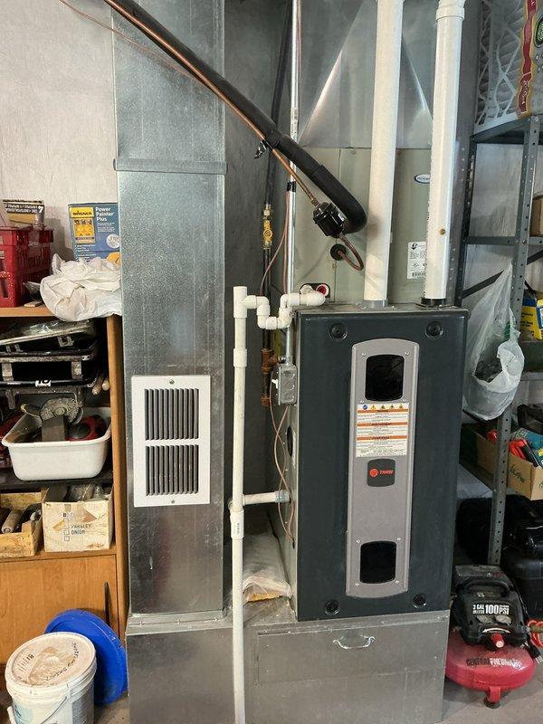 Completed burner service by replacing a faulty flame sensor (SEN02662) and installing a new 1/2" ID inshot burner (BNR01233) on residential HVAC system. Visual inspection confirmed proper installation of all components with system functioning correctly after repair.