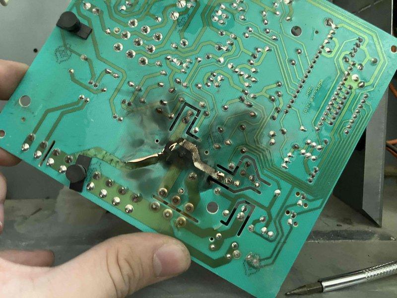 Diagnosed Nortek Global furnace model MG1E056F1ABMW2 with no heat condition. Inspection revealed severely damaged control board with burn marks and a failed ceramic igniter that had exploded. Replaced both the igniter assembly and control board to restore proper heating function.