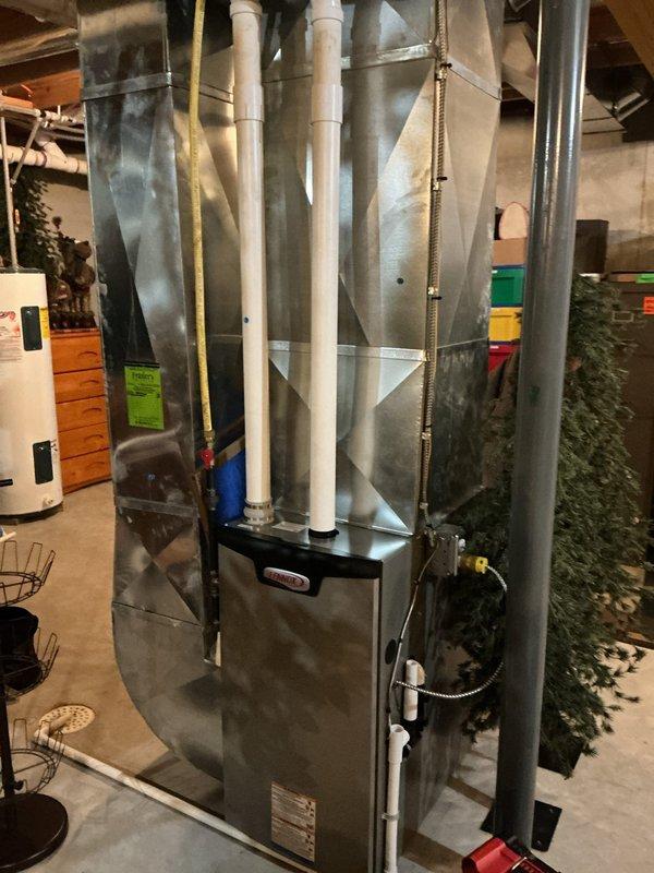 Performed annual preventative maintenance on Lennox furnace as part of prepaid service agreement. Inspected blower wheel assembly and found it in good working condition. System is functioning properly with all connections secure and no signs of wear or damage observed.