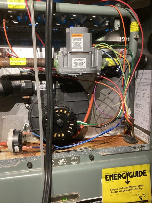 Completed return service call to replace gas valve and two pressure switches on existing furnace as previously sold. Installed new components and verified proper operation of heating system. Unit is now functioning correctly with all safety switches operational.