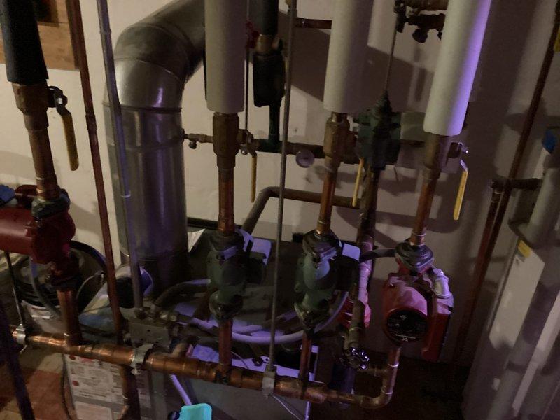 Diagnosed and replaced failed circulator pump on 30-year-old boiler system causing no heat in specific zone. Restored proper heating function to all rooms by installing new Taco brand circulator pump and verifying proper operation of the hydronic distribution system.