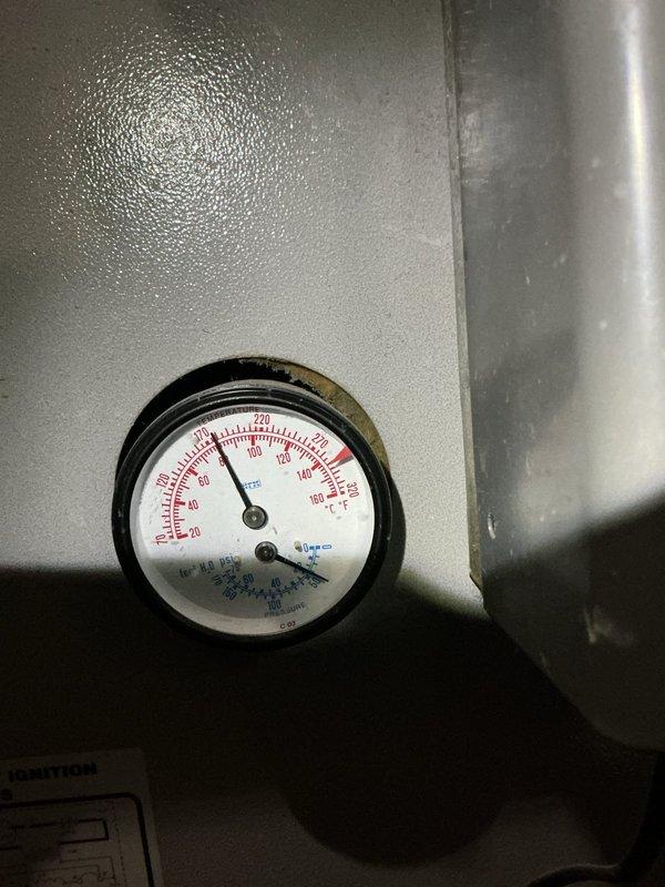 Performed annual maintenance on an older Utica boiler (est. 1993). Conducted comprehensive inspection including system pressure/temperature verification and combustion analysis. Testing showed 17.1% O2, 2.2% CO2, and operating temperature of 217°F, indicating the unit is functioning within acceptable parameters despite its age.