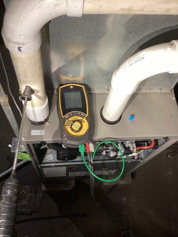 Responded to no heat call for 2-year-old furnace with indoor temperature at 59°F. Diagnostic testing revealed intake ventilation pipe was blocked by snow accumulation. Cleared obstruction and rerouted PVC intake venting to prevent future blockage, restoring proper system operation and heat to the residence.