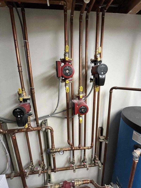 Performed annual inspection on residential boiler system in main house. Found heavily degraded electrode assembly which was replaced. Observed vibration in one zone pump becoming progressively louder; provided customer with estimate for replacement.