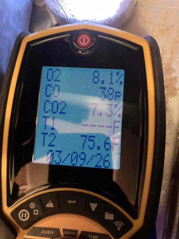 Performed comprehensive tune-up service on two heating systems: a Comfort Aire furnace in main residence and a Carrier unit in garage apartment. Diagnostic testing revealed garage furnace was short cycling due to faulty high limit switch, which was replaced. Combustion analysis completed on both units showing acceptable O2 (8.1-8.9%), CO2 (6.9-7.3%), and CO (38-45ppm) levels, confirming proper operation post-service.