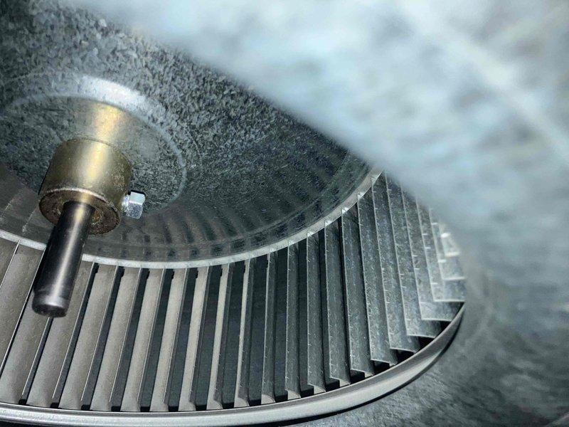 Performed annual furnace inspection and maintenance. Conducted combustion analysis showing O2 at 5.7%, CO at 74 ppm, CO2 at 8.7%, and stack temperature of 97.1°F. Inspected and cleaned blower wheel assembly to ensure proper airflow and system efficiency.
