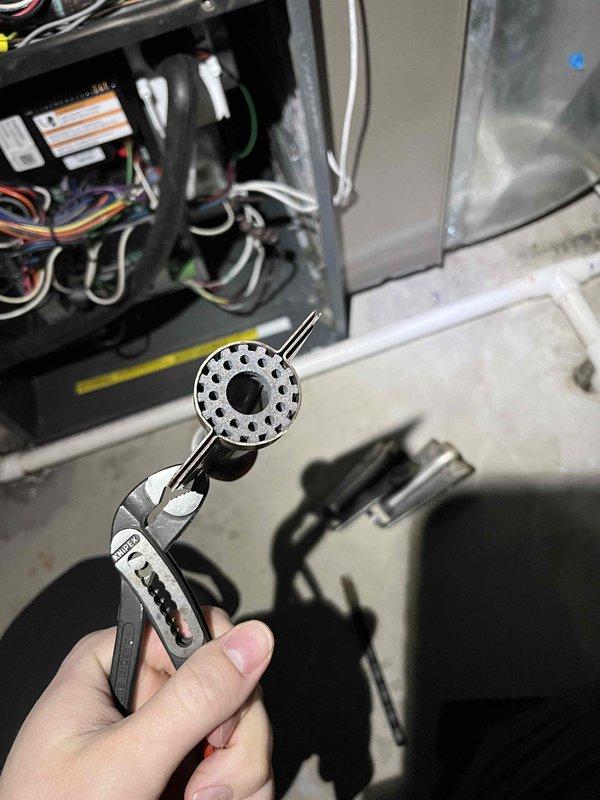 # Service Summary

Completed annual furnace inspection and tune-up. Identified corroded igniter with small band of corrosion and flame sensor with dead spots affecting system performance. Replaced flame sensor at time of service to restore proper operation. Inspected humidifier as part of comprehensive system evaluation. All components tested and system returned to normal operating condition.
