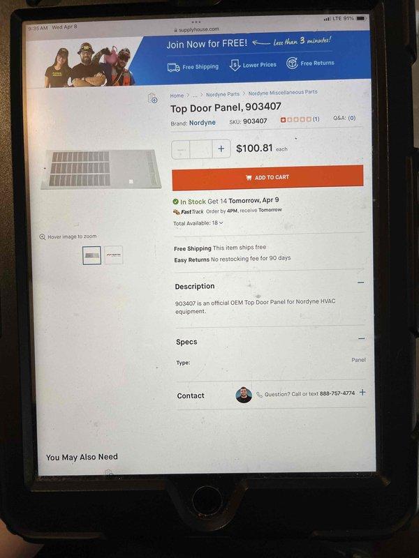 Completed annual maintenance inspection on 13-year-old furnace system. During inspection, identified corroded hot surface ignitor and run capacitor testing below acceptable capacitance levels. Provided customer with replacement estimates for Nordyne Hot Surface Ignitor Kit and top door panel component. Also prepared estimate for duct cleaning services per customer request.