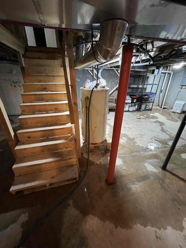 Conducted free estimate for residential duct cleaning system. Upon inspection, discovered aging HVAC equipment and identified water leaks originating from plumbing systems in basement area, with visible moisture damage evident on concrete flooring. Documented conditions with photos and provided comprehensive estimates for duct cleaning services and necessary repairs.