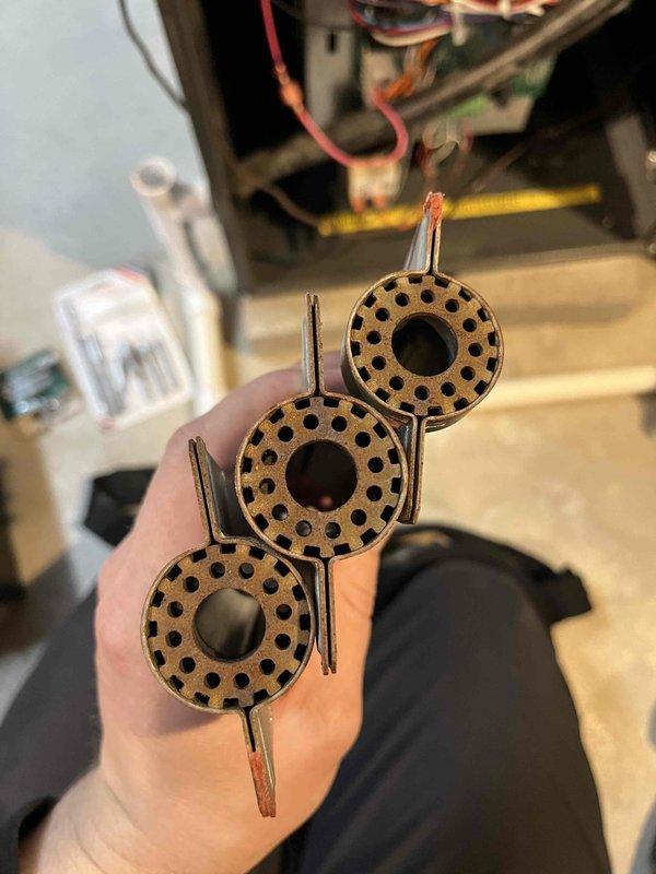 Completed annual preventative maintenance inspection on furnace under partner plan. Inspected and documented burner orifices and flame sensor assembly, confirming proper operation of all components. Discussed age-based preventative replacement options with customer for future consideration.