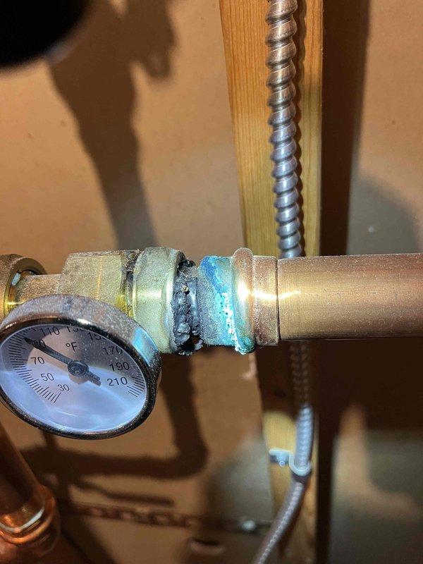 Completed annual partner plan inspection on boiler system. During inspection, identified igniter discoloration and corrosion on multiple fittings caused by acidic antifreeze, with the mixing valve showing the most significant deterioration. Documented conditions with photos and provided preventative maintenance estimates to address the corrosion issues before they lead to system failure.