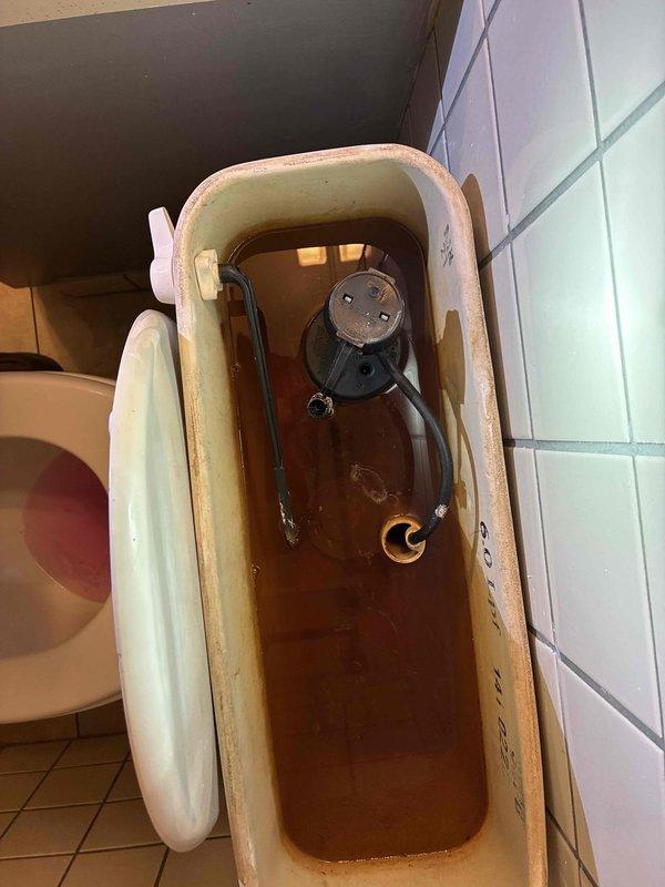 Completed cottage de-winterization service at two-bathroom property. Addressed standing water issue in basement by ensuring sump pump power supply remained active for continued operation. Inspected both toilets and documented their deteriorated condition, including significant rust staining, mineral buildup, and discolored water in tanks, indicating age-related component failure. Provided estimate for toilet replacement due to obsolete internal mechanisms and extensive corrosion.