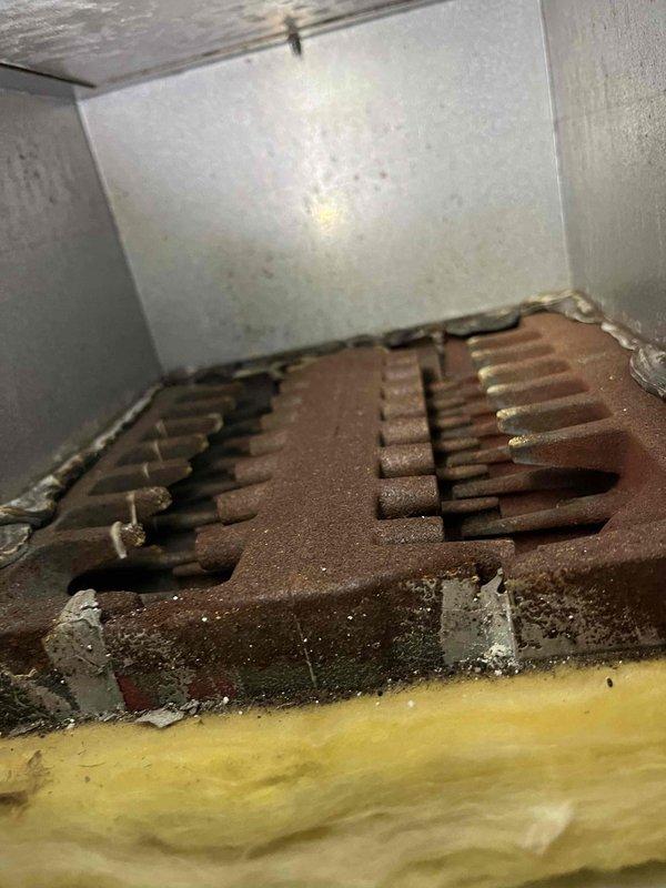 Completed annual Partner Plan inspection on 4-year-old boiler system. Performed comprehensive heat inspection of all major components, including heat exchanger, burner assembly, and associated piping. Documentation captured showing heat exchanger with visible rust and corrosion on fin tubes, corroded connection fittings, and moisture-related deterioration. System currently operational with no immediate service requirements identified at this time.