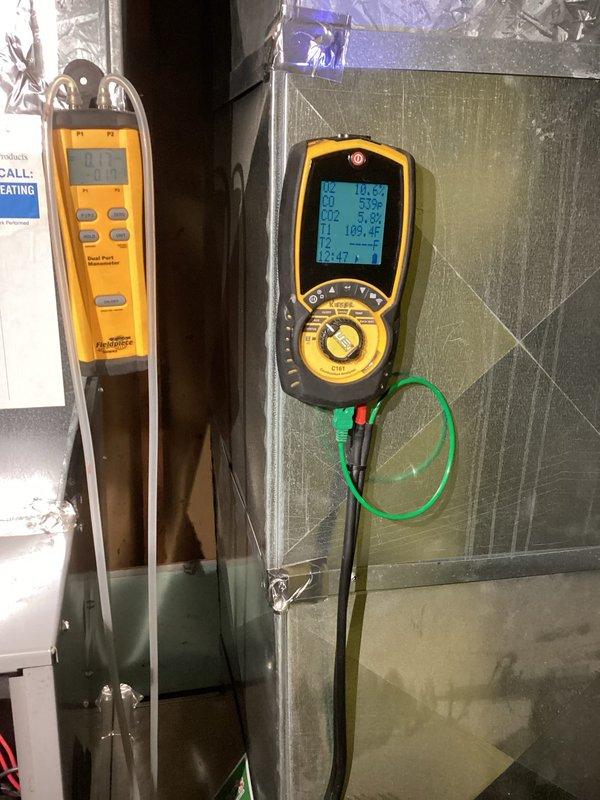 Performed annual maintenance inspection on 20-year-old furnace system and conducted comprehensive diagnostic testing using digital meters to assess system performance. During inspection, identified a failed heat exchanger requiring immediate attention due to safety concerns. Provided estimate for UV air purification system installation to improve indoor air quality, with customer requesting expedited completion timeline for health-related circumstances.