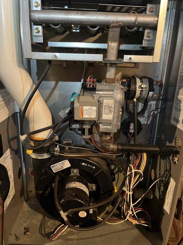 Completed annual inspection on 18-year-old furnace system. Found significant corrosion on burner assembly, igniter, and flame sensor due to age. Documented aged components throughout system and provided estimates for necessary repairs to ensure safe and reliable operation during heating season.