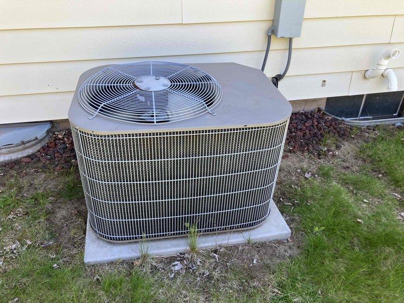 Completed annual preventive maintenance tune-up on outdoor air conditioning condenser unit and indoor air handler. Performed comprehensive system inspection, cleaned condenser coils, checked refrigerant levels, tested electrical connections, and verified proper airflow. Identified slight rust formation on capacitor and contactor components during inspection. Provided preventive maintenance estimate for future component replacement to ensure continued system reliability. All operational parameters tested within normal range upon completion.