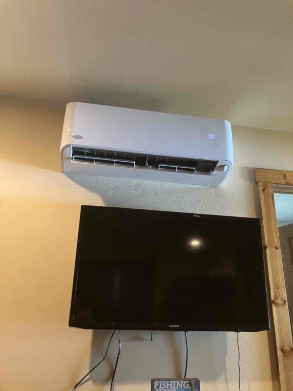 Completed annual prepaid maintenance on wall-mounted ductless mini-split system. During inspection, identified failing bearings in indoor head unit blower motor causing abnormal noise and reduced performance. Replaced defective motor with new unit, tested system operation, and verified proper airflow and temperature output.