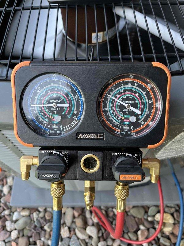 Completed partner plan annual inspection on air conditioning system. Performed comprehensive system evaluation including refrigerant pressure testing using manifold gauges. Capacitor measured below optimal range and contactor showing age-related wear. Provided estimates for recommended component replacements to ensure reliable system operation.