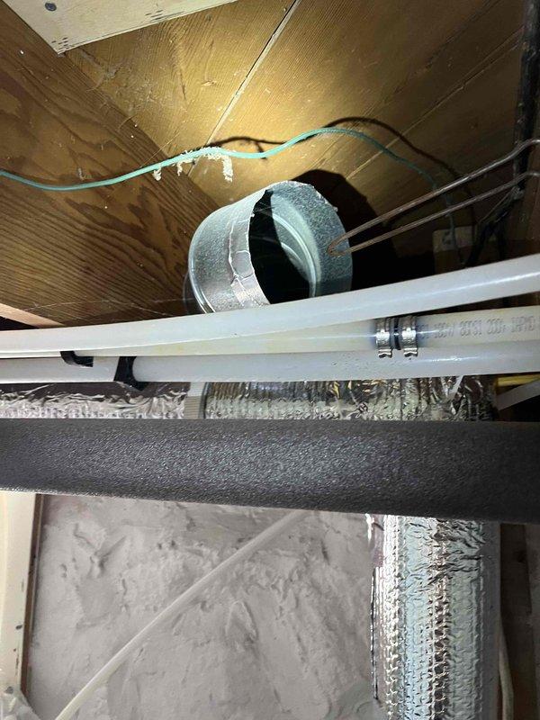 Completed comprehensive duct cleaning service as part of multi-system maintenance visit. Accessed and cleaned ductwork system throughout the property, including flexible metallic ducts in attic space with spray foam insulation. Provided estimate for dryer vent cleaning after inspecting the short, accessible run from the appliance area.