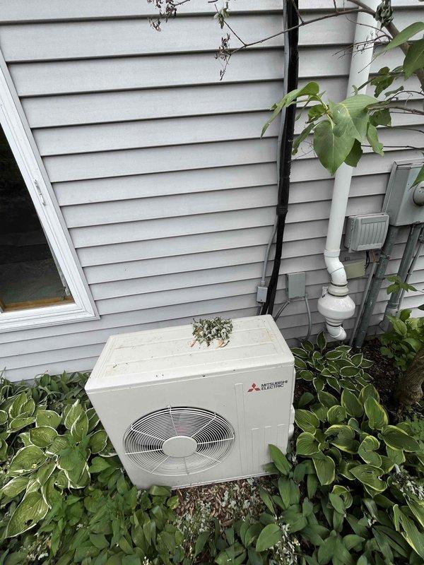 Completed annual inspection and tune-up on Mitsubishi Electric mini-split system. Noted deteriorating lineset insulation requiring replacement and observed organic debris accumulation on outdoor condenser unit. Customer will receive estimate for lineset insulation repair.