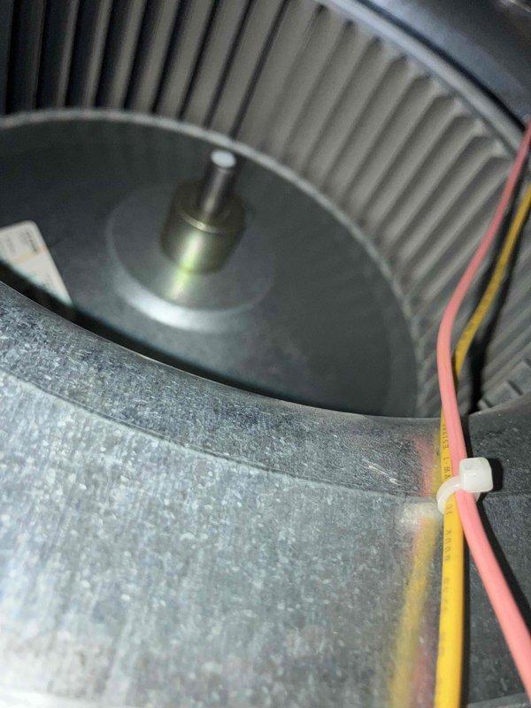 Completed annual heat inspection on furnace as part of prepaid maintenance plan. Performed comprehensive system evaluation including combustion analysis with readings showing CO2 at 8.7% and temperature measurements at 85.8°F, indicating proper combustion efficiency. Inspected blower assembly and squirrel cage fan, noting normal dust accumulation on housing components. All electrical connections and motor wiring verified secure. System operating within normal parameters with no deficiencies identified requiring immediate attention.